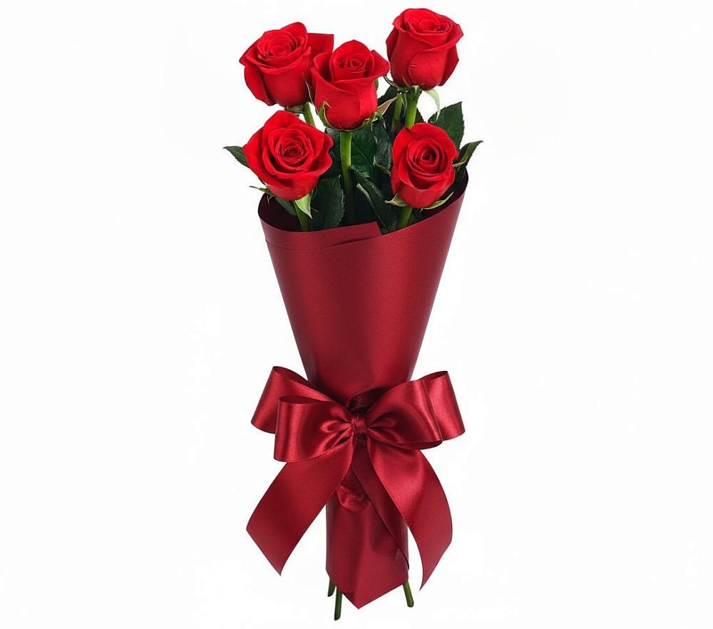 Букет 5 Красных роз Эдлесс Лав в Пятницкое
