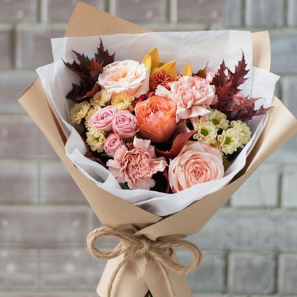 Букет цветов из: Гвоздики, Хризантемы и Розы в Пятницкое