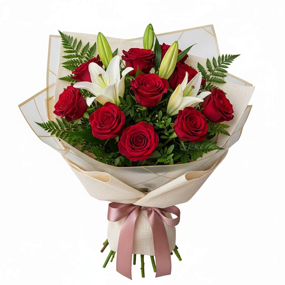 Букет цветов из: Лилии и Розы в Пятницкое