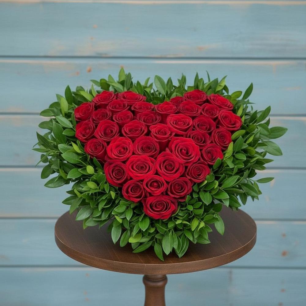 Цветочная композиция из Розы в виде сердца в Пятницкое