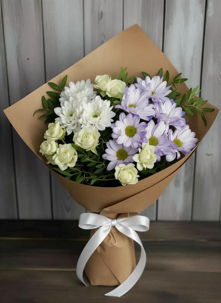 Букет цветов из: Хризантемы и Розы в Пятницкое